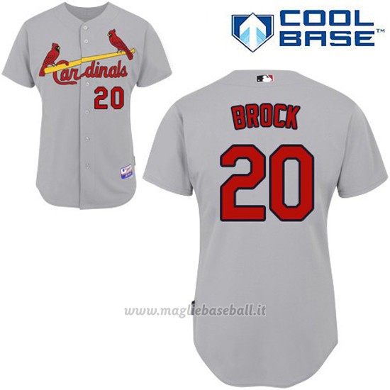 Maglia Baseball Uomo St. Louis Cardinals Lou Brock Grigio Cool Base